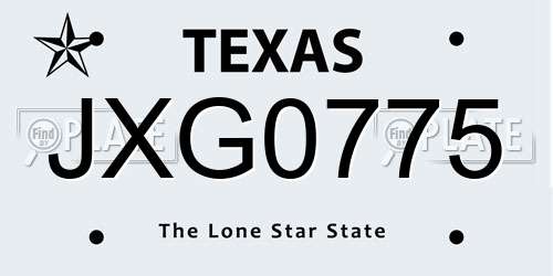 JXG0775 Texas License Plate