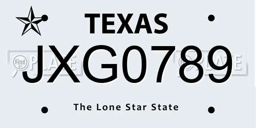 JXG0789 Texas License Plate