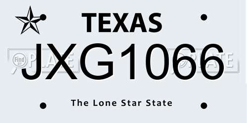 JXG1066 Texas License Plate