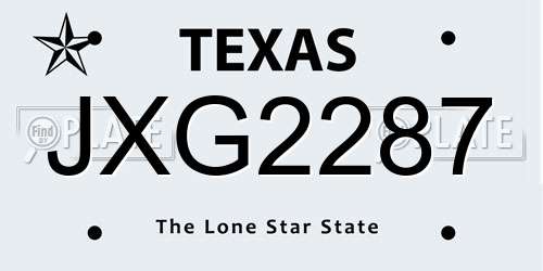 JXG2287 Texas License Plate
