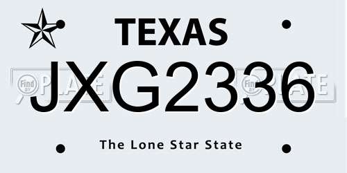 JXG2336 Texas License Plate