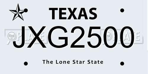 JXG2500 Texas License Plate