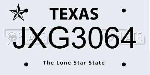 JXG3064 Texas License Plate