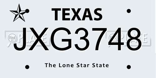 JXG3748 Texas License Plate