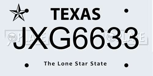 JXG6633 Texas License Plate