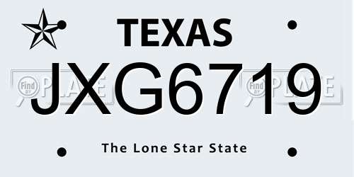 JXG6719 Texas License Plate