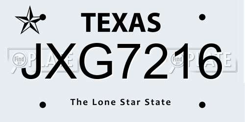 JXG7216 Texas License Plate