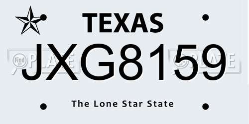 JXG8159 Texas License Plate