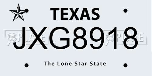 JXG8918 Texas License Plate