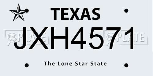 JXH4571 Texas License Plate