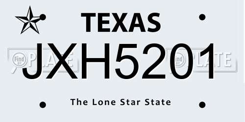 JXH5201 Texas License Plate