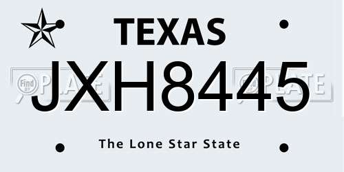 JXH8445 Texas License Plate