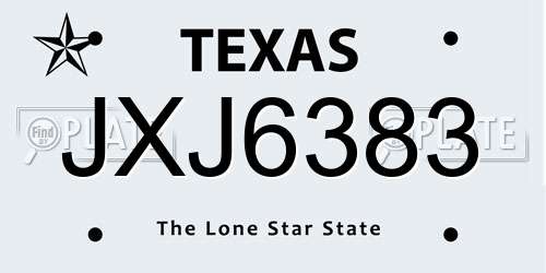JXJ6383 Texas License Plate