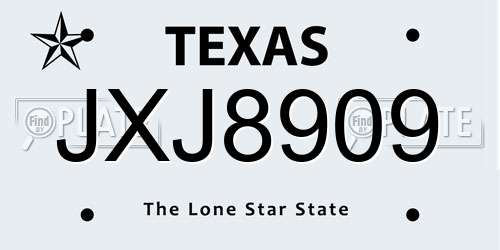 JXJ8909 Texas License Plate