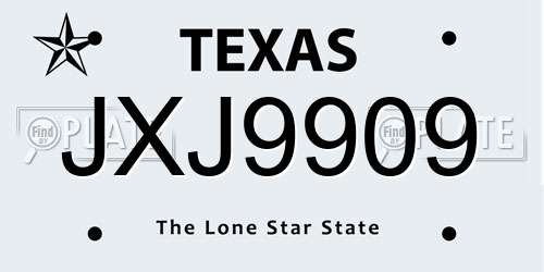 JXJ9909 Texas License Plate