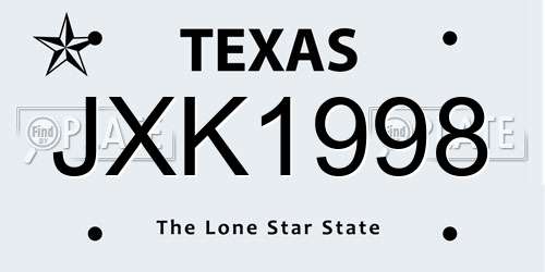 JXK1998 Texas License Plate
