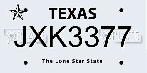 JXK3377 Texas License Plate