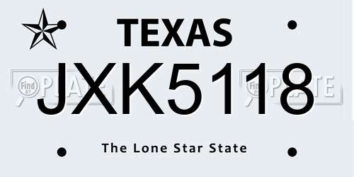 JXK5118 Texas License Plate