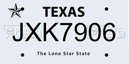 JXK7906 Texas License Plate