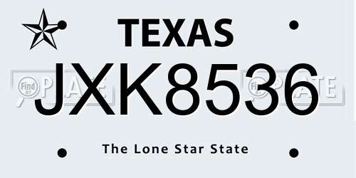 JXK8536 Texas License Plate