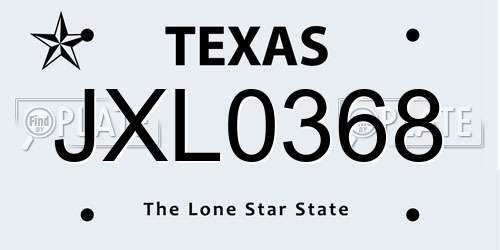 JXL0368 Texas License Plate