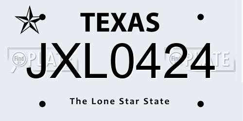 JXL0424 Texas License Plate