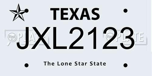 JXL2123 Texas License Plate