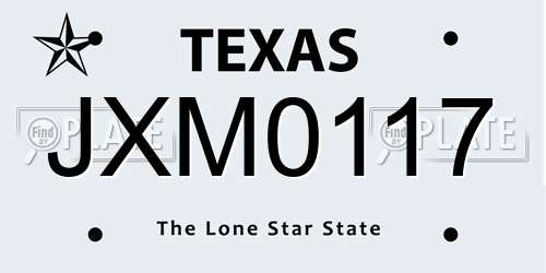 JXM0117 Texas License Plate