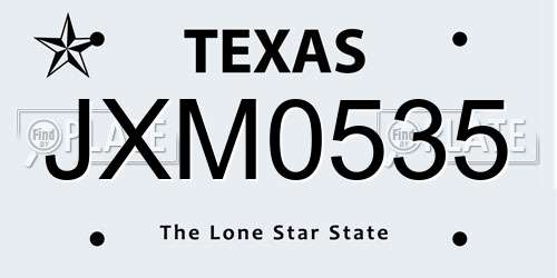 JXM0535 Texas License Plate