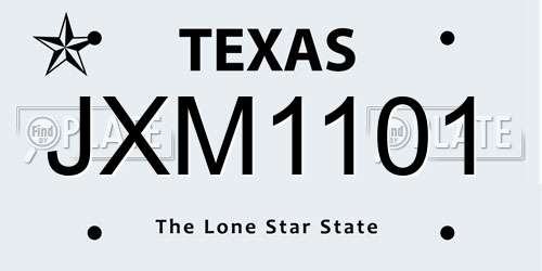 JXM1101 Texas License Plate
