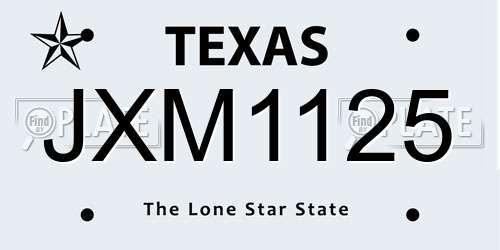 JXM1125 Texas License Plate