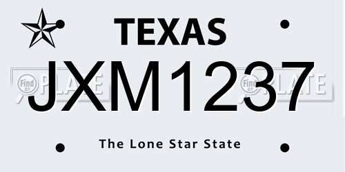JXM1237 Texas License Plate