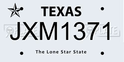 JXM1371 Texas License Plate