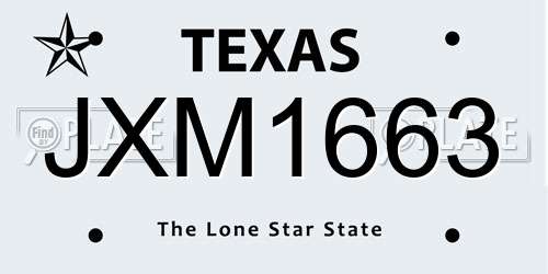 JXM1663 Texas License Plate