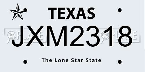 JXM2318 Texas License Plate