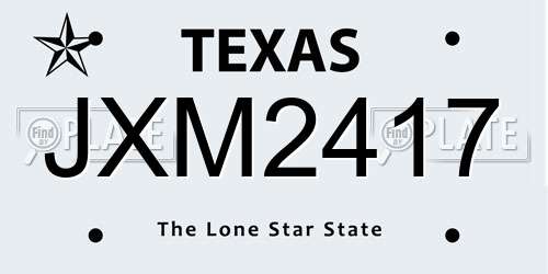 JXM2417 Texas License Plate