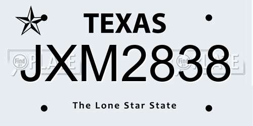 JXM2838 Texas License Plate