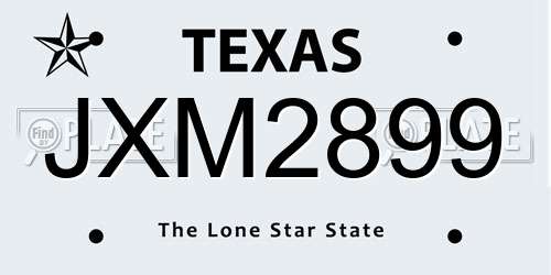 JXM2899 Texas License Plate
