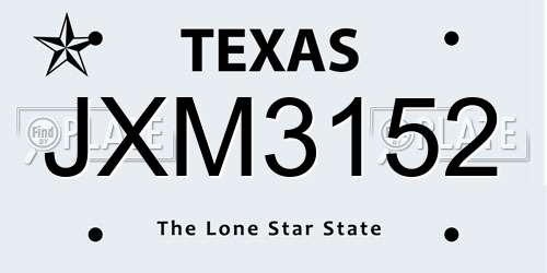 JXM3152 Texas License Plate