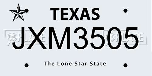 JXM3505 Texas License Plate