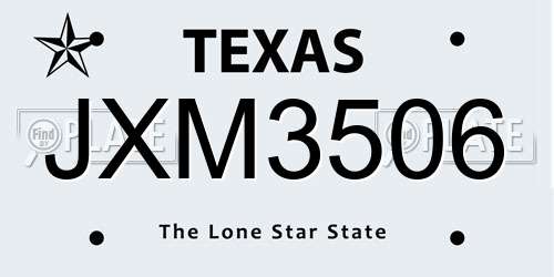 JXM3506 Texas License Plate