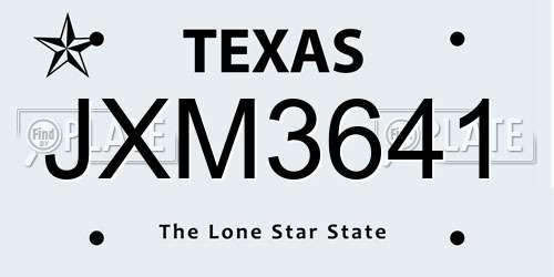 JXM3641 Texas License Plate