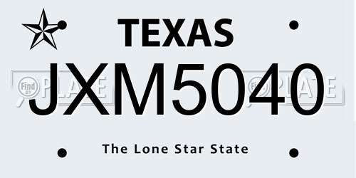 JXM5040 Texas License Plate