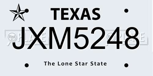 JXM5248 Texas License Plate