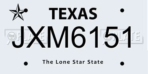 JXM6151 Texas License Plate