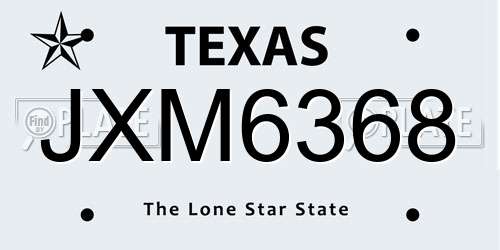 JXM6368 Texas License Plate