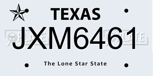 JXM6461 Texas License Plate
