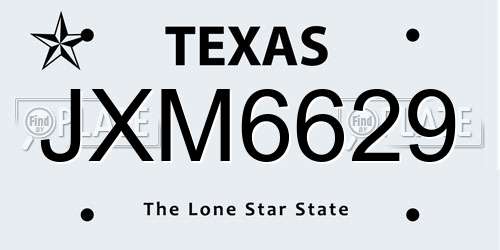 JXM6629 Texas License Plate