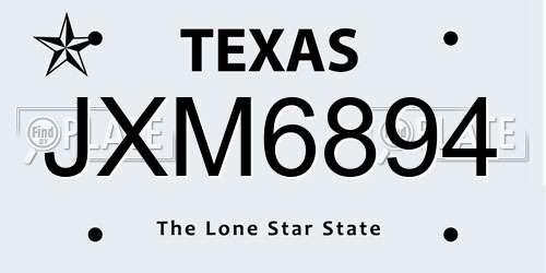 JXM6894 Texas License Plate