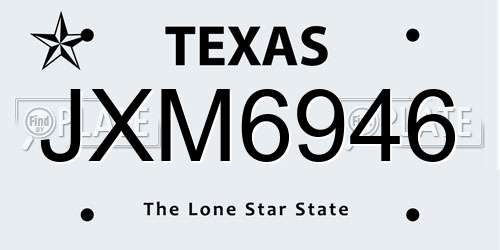 JXM6946 Texas License Plate